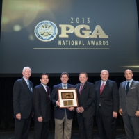 ORLANDO, FL - JANUARY 22: PGA President Ted Bishop, PGA Vice President Derek Sprague, Lou Guzzi, PGA Secretary Paul Levy, PGA Honorary President Allen Wronowski and PGA CEO Pete Bevacqua pose for a photo after The 2014 PGA of America Awards during the 61st PGA Merchandise Show, held at the Orange County Covention Center, on January 22, 2014 in Orlando, FL. (Photo by Montana Pritchard/The PGA of America)